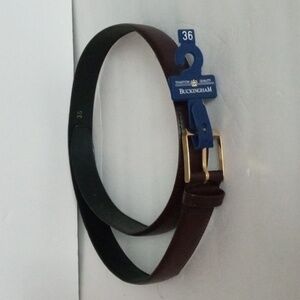Buckingham Belt  Split Cowhide on Bonded Leather sz 36 Brown NEW
